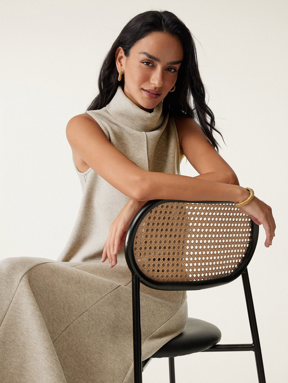 2Pcs Set Split Hem Top & High Waisted Straight Leg Pant Top