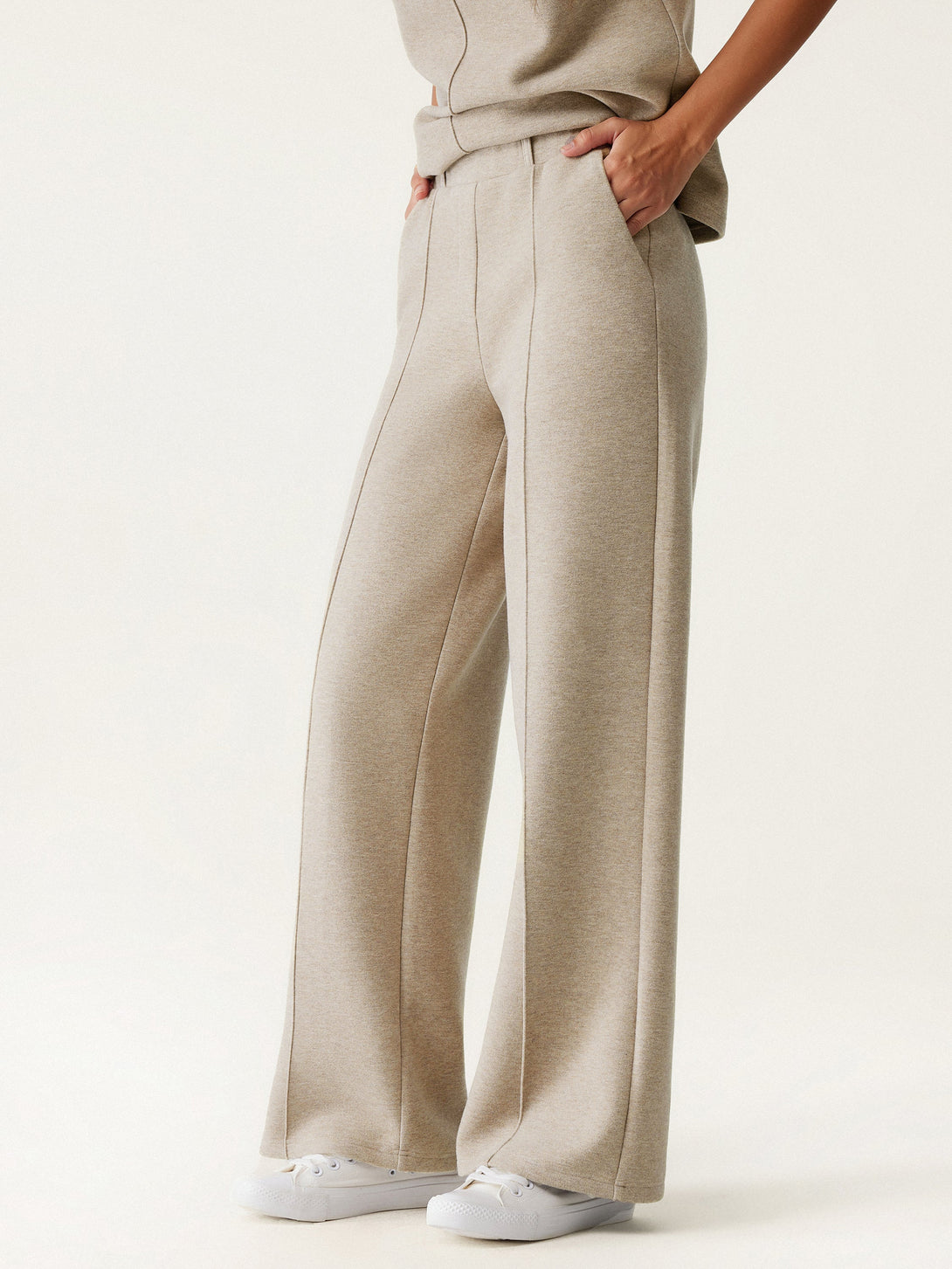 2Pcs Set Multi-Wear Layering Brami Top & High Waisted Straight Leg Pull On Pant