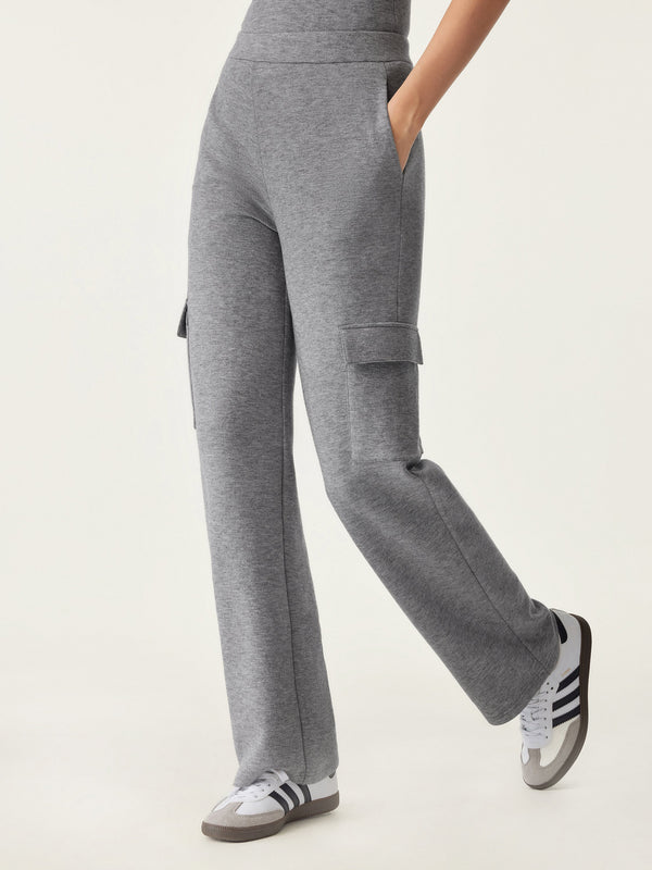 High Waisted Classic Straight Cargo Pant Heather Charcoal XS