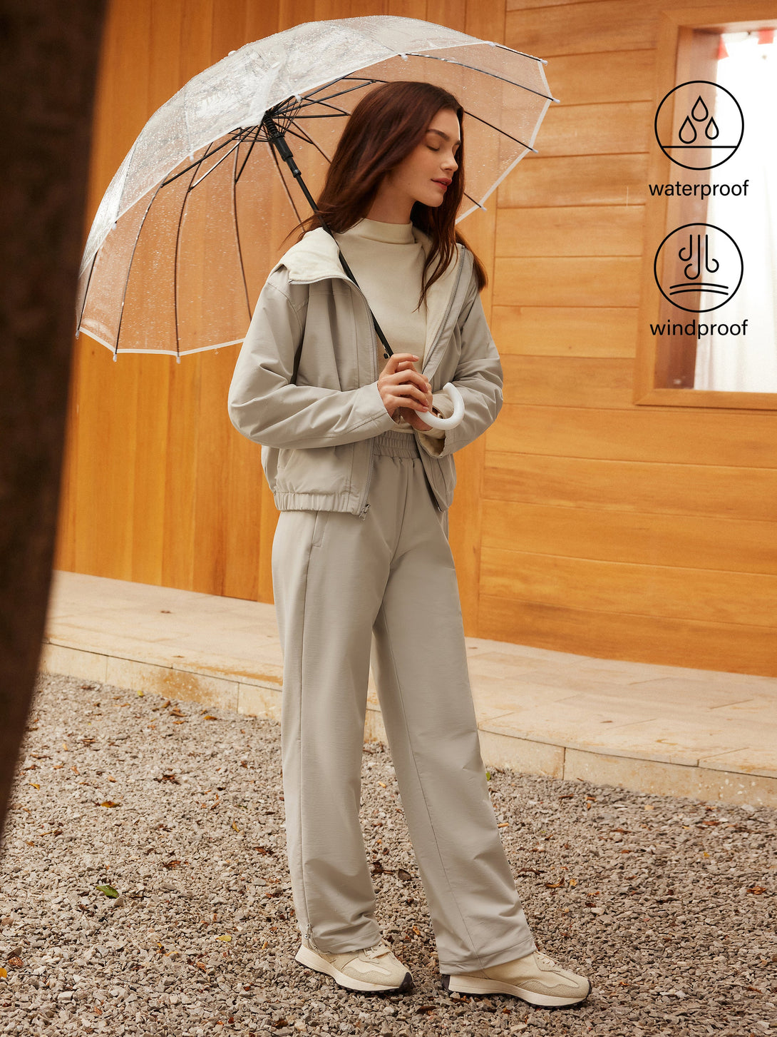 2Pcs Set Water-Proof Reversable Jacket & Elastic Waist Pant Gainsboro XS