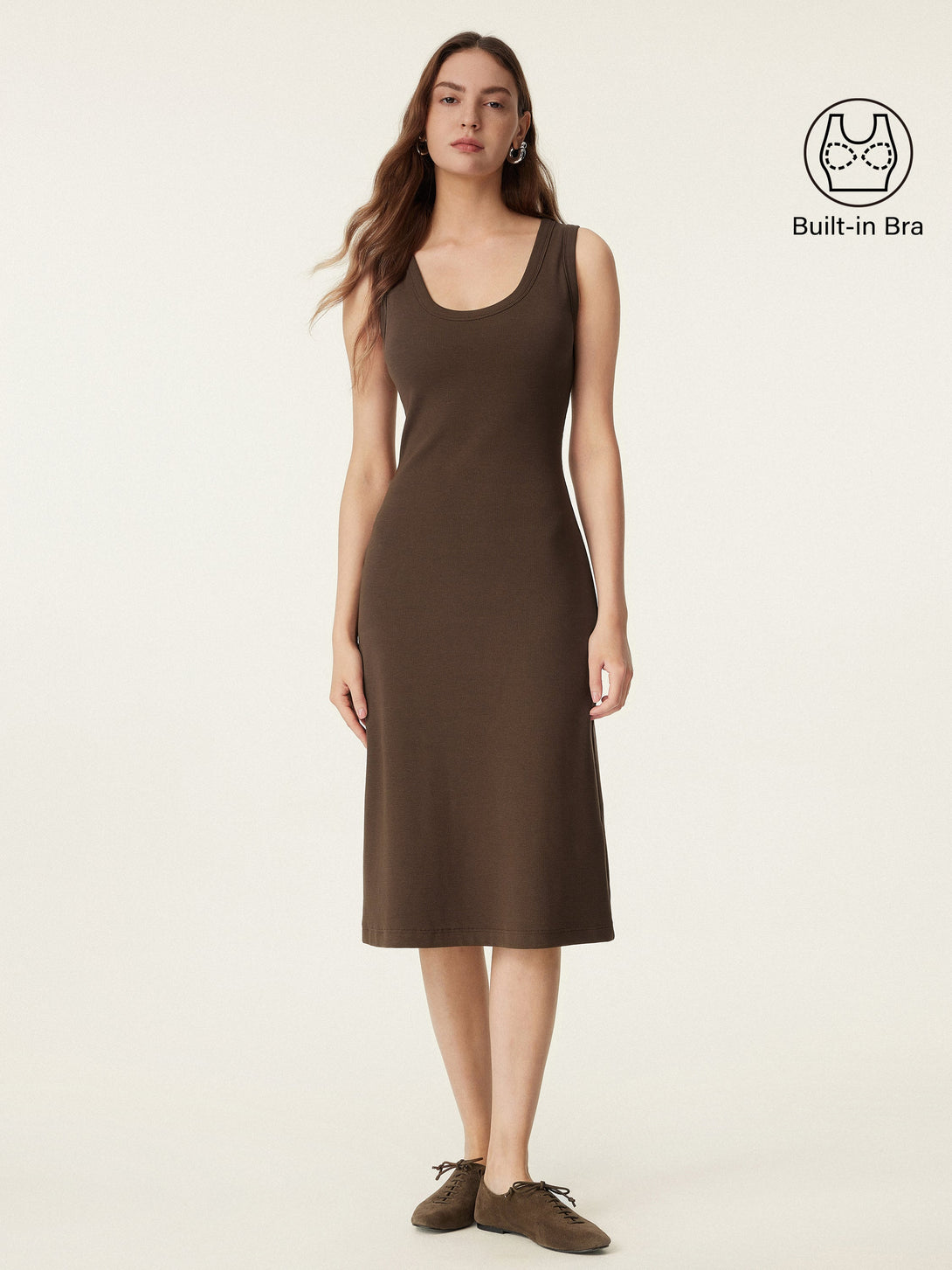 Scoop Neck New Airy Brami Tank Dress Chestnut XS