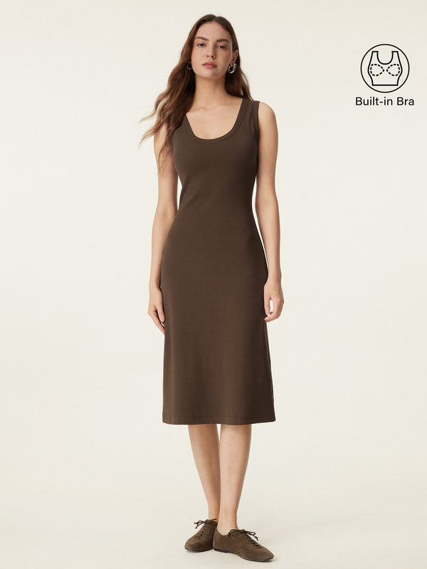 Scoop Neck New Airy Brami Tank Dress Chestnut XS
