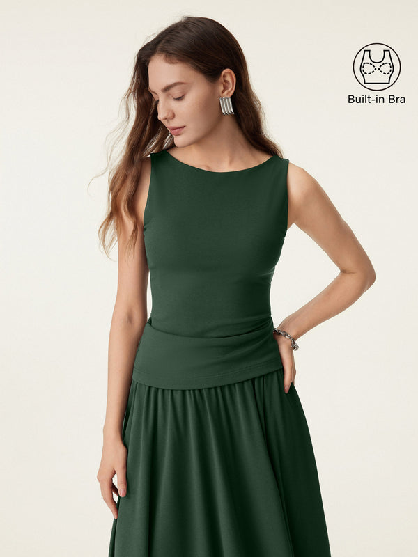 Stretch Cotton Boatneck Brami Tank