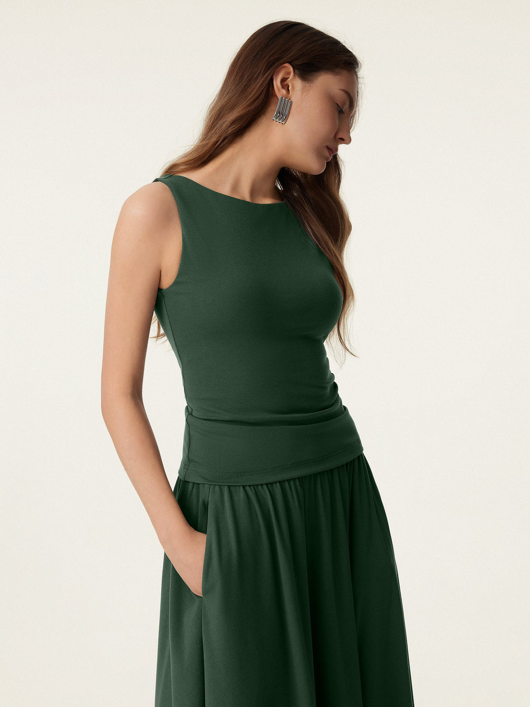 Stretch Cotton Boatneck Brami Tank