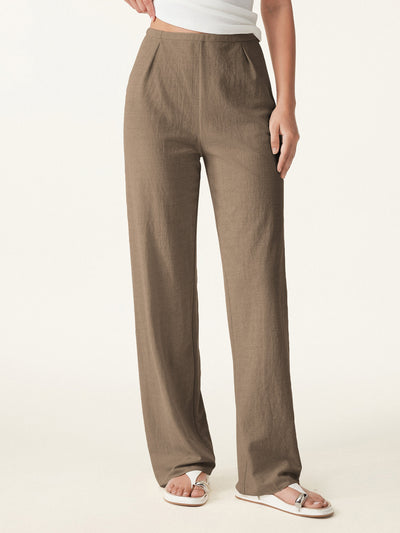 Wrinkle-resistant Cotton-linen Mid Rise Straight Leg Pant Jara XS