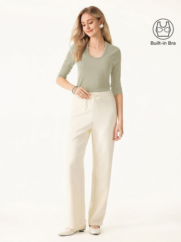 Essential Stretch Cotton U-neck 3/4 Sleeve Brami