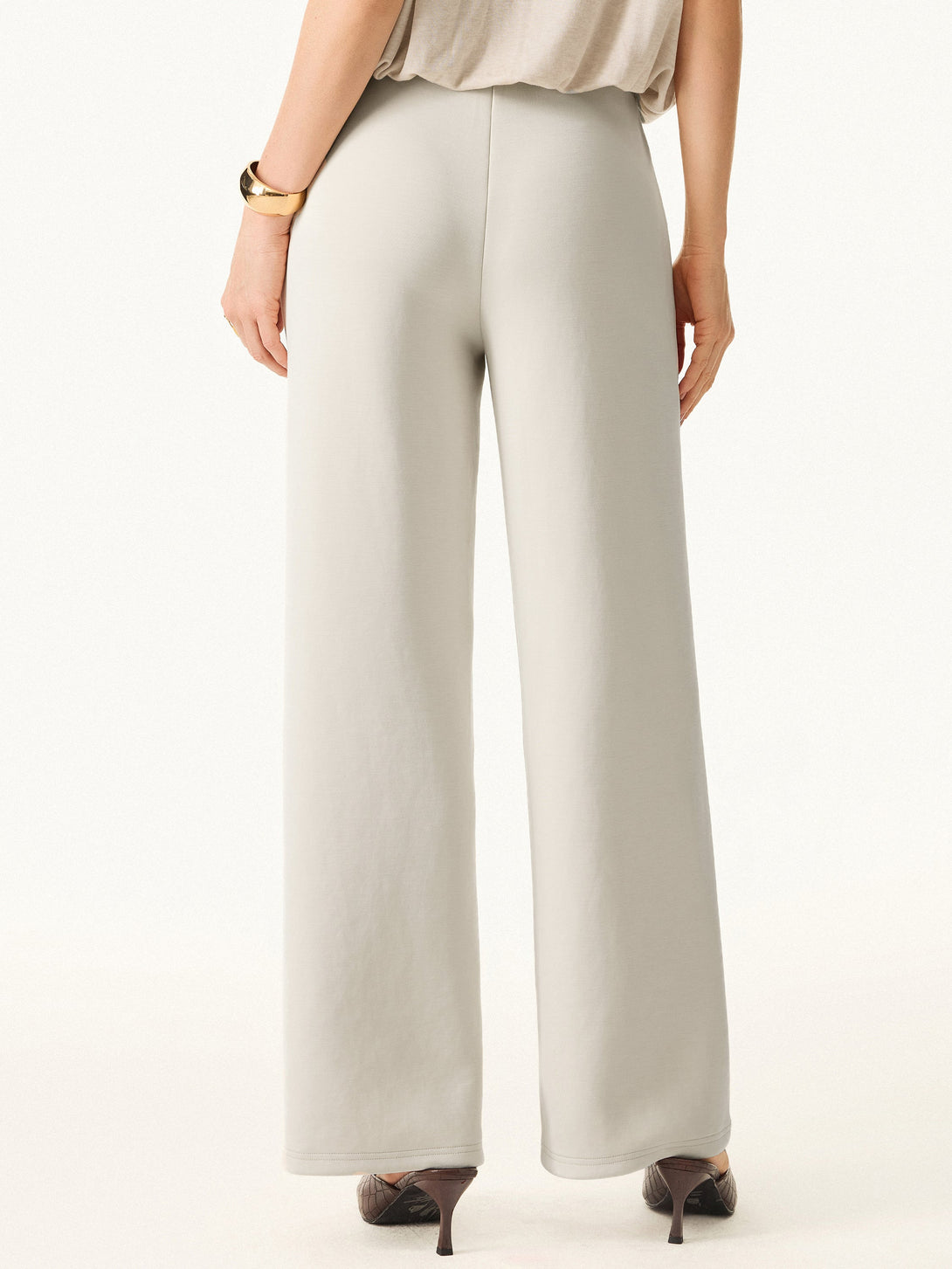 Wrinkle-Resistant Mid Rise Straight Leg Pants with Pockets