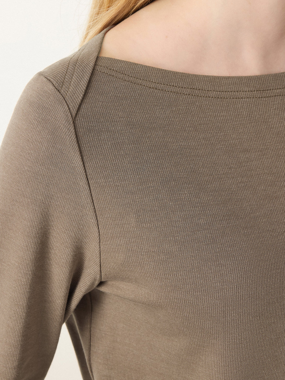 Relaxed Fit Boatneck Long Sleeve Top