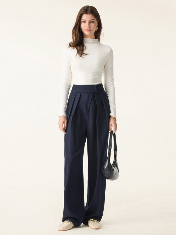 High Rise Pegged Leg Trousers with Pockets