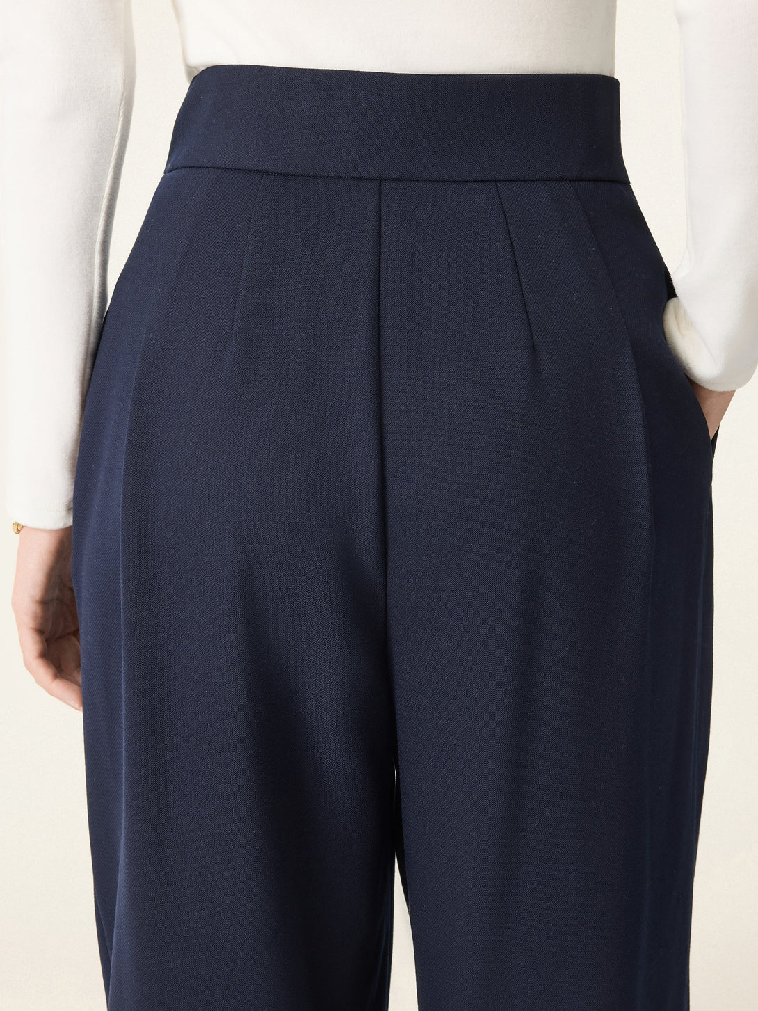 High Rise Pegged Leg Trousers with Pockets