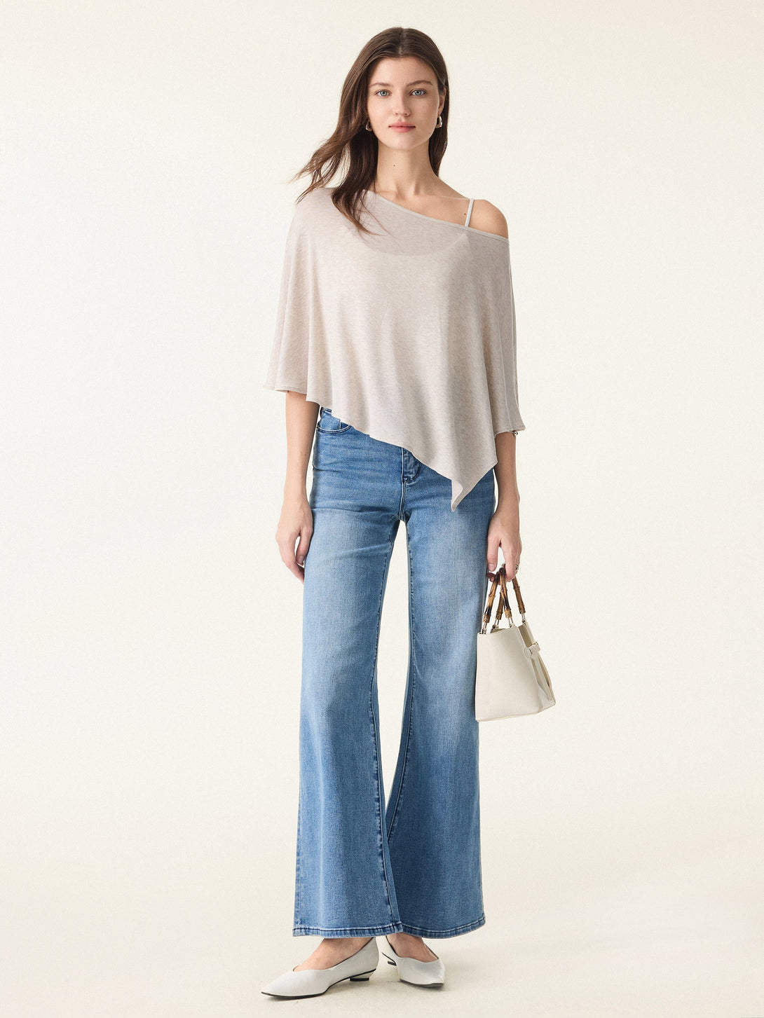 Lyocell Wool Semi-Sheer Cape Top