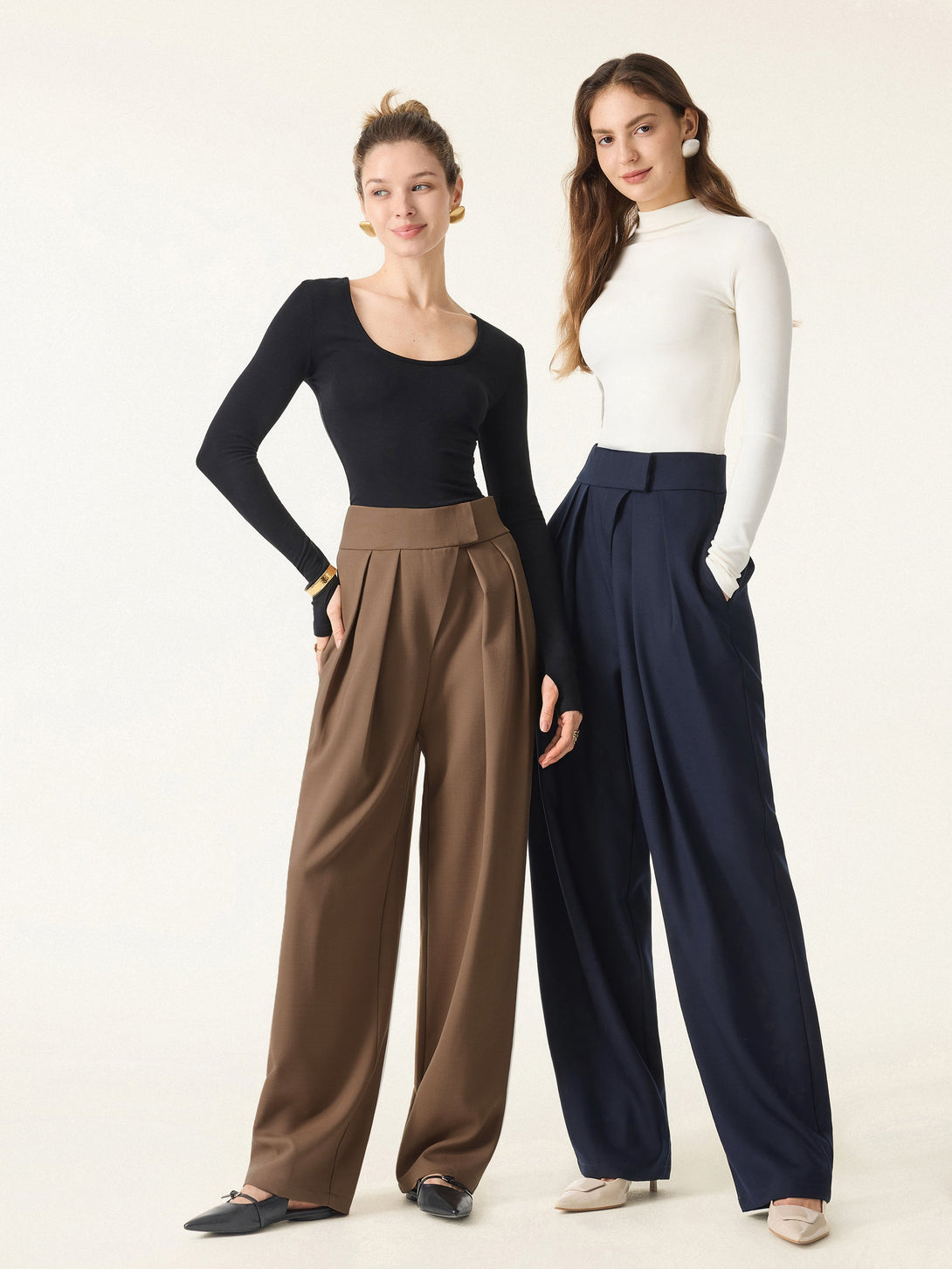 High Rise Pegged Leg Trousers with Pockets
