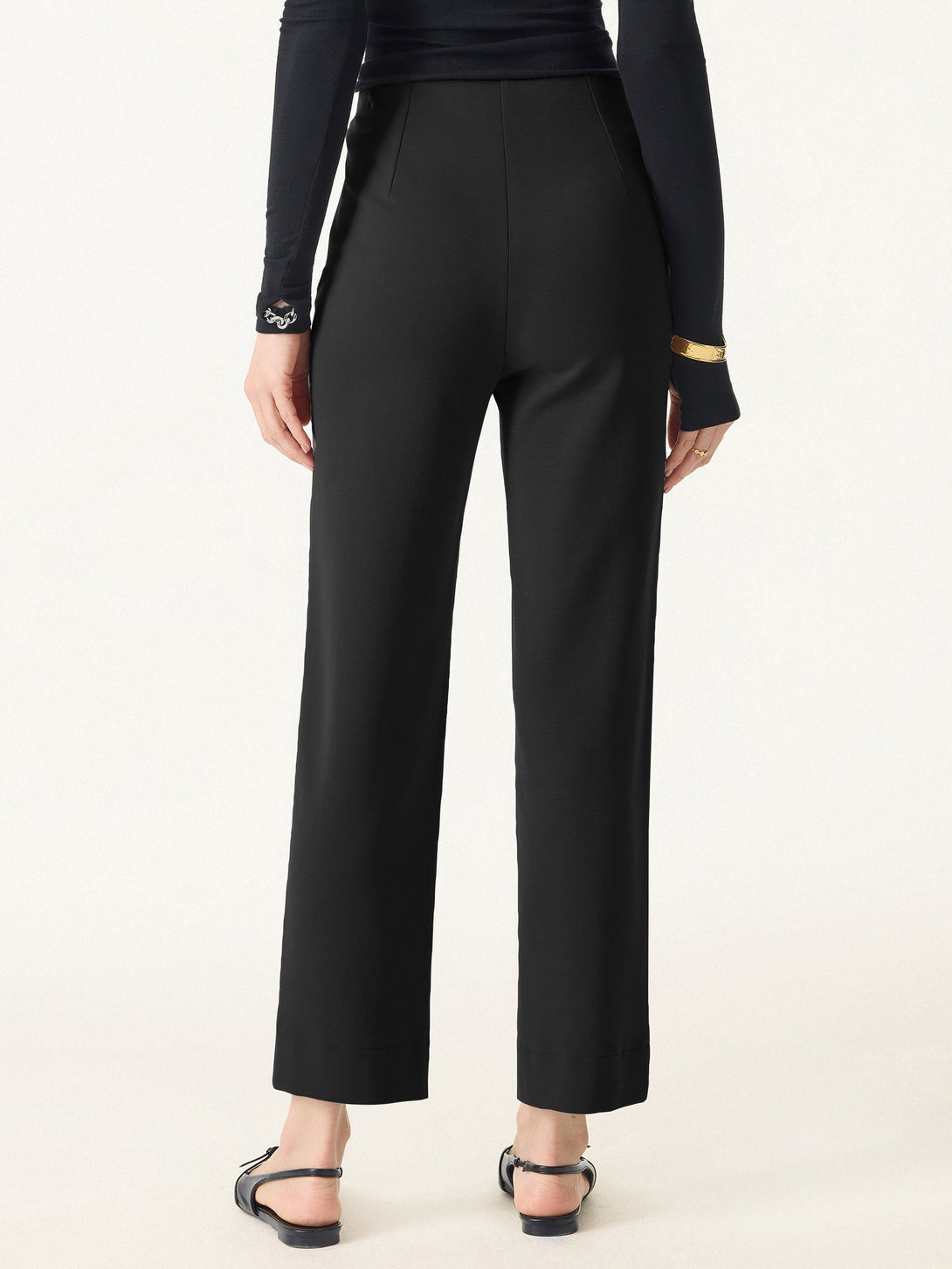 Sandwashed Mid Rise Slim Straight Pull-on Pants with Pockets