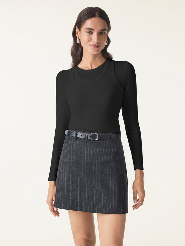 Lyocell Cashmere Two-Piece Tops Chic Set Black XS
