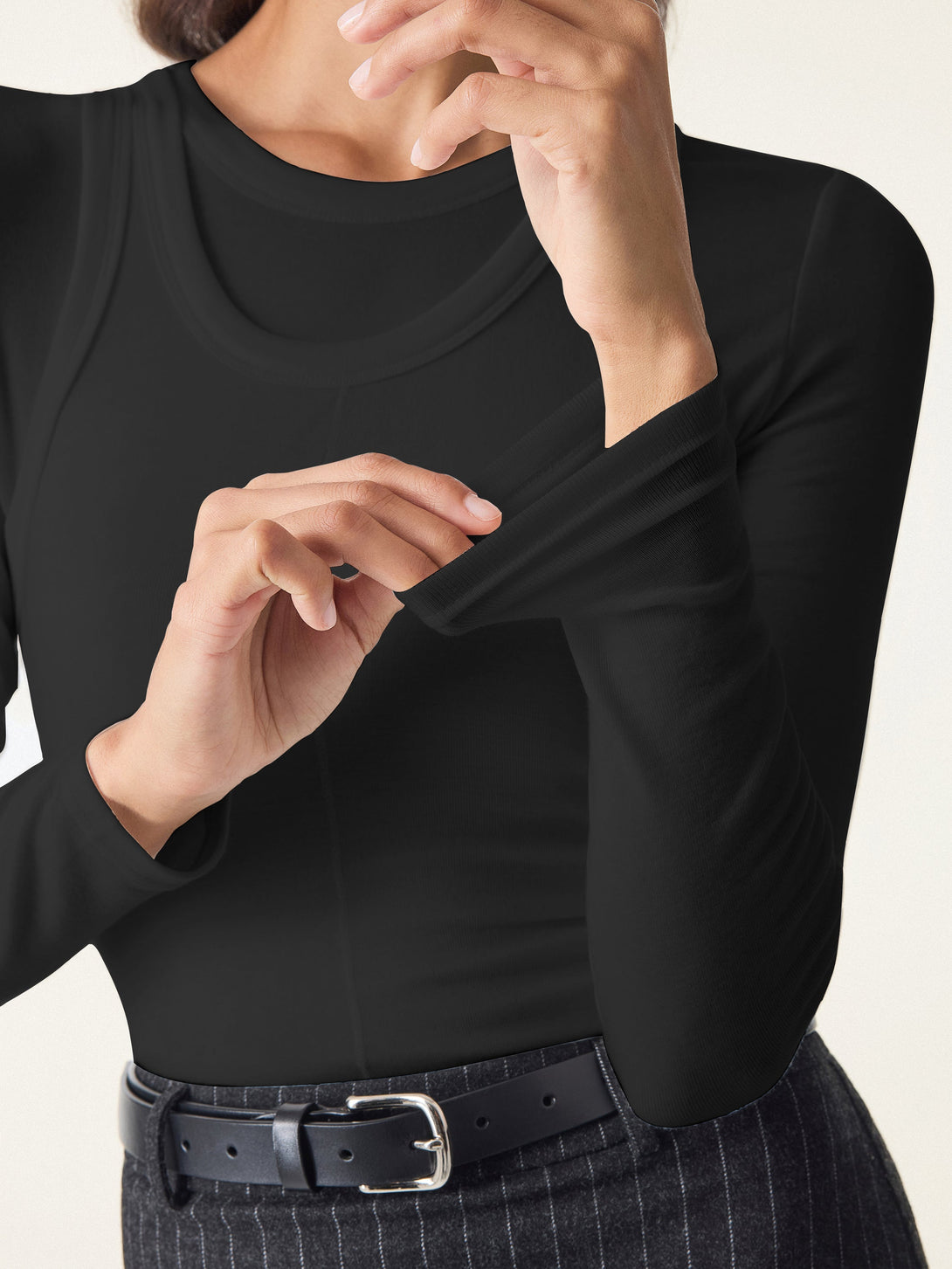 Lyocell Cashmere Two-Piece Tops Chic Set