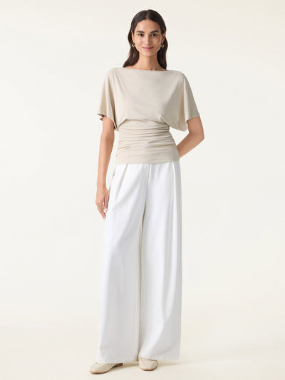 OGLmove Effortless Boatneck Batwing Sleeve Side Ruched Top