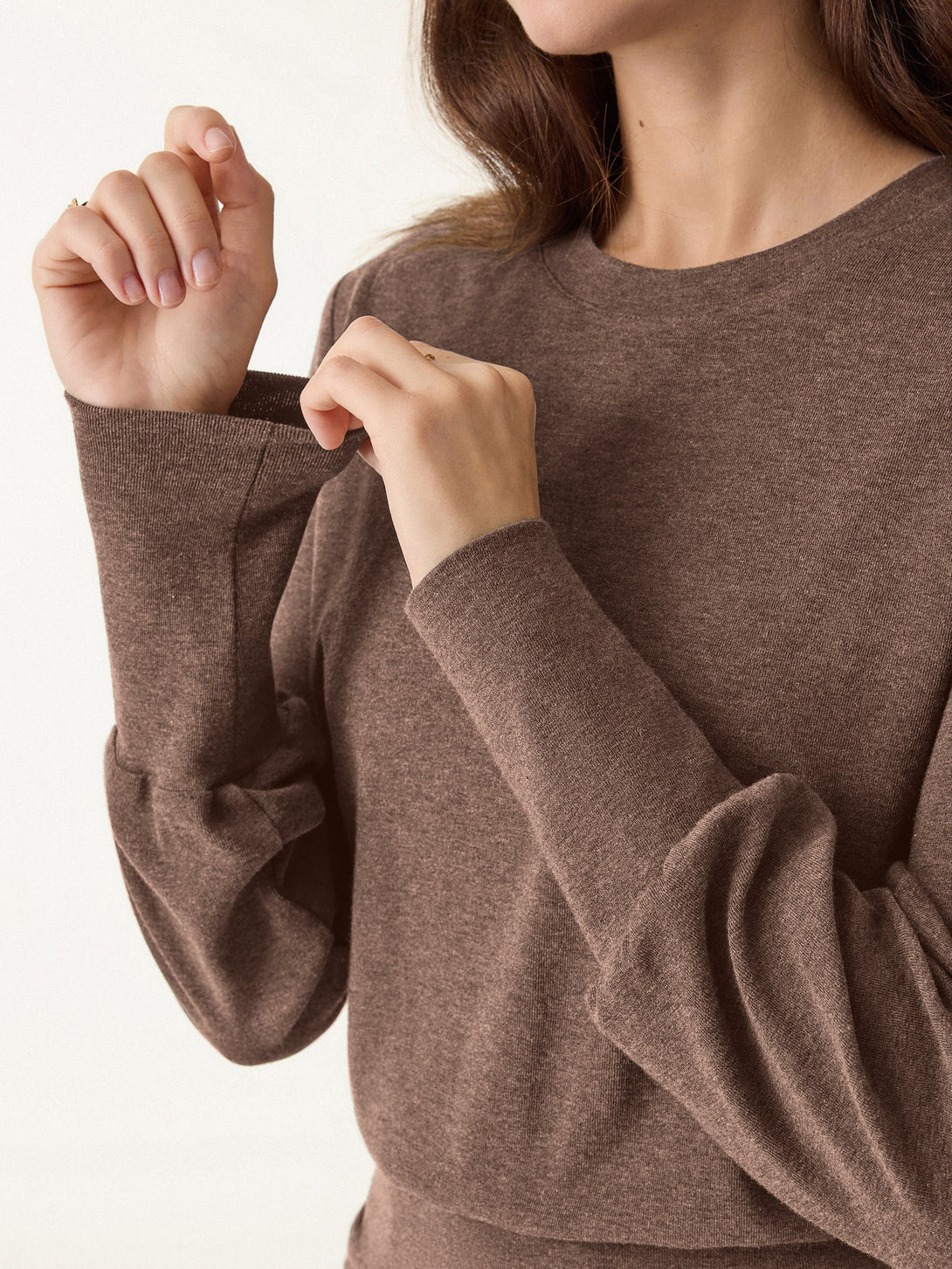 Elevated Crewneck Brushed Brami with Banded Hem