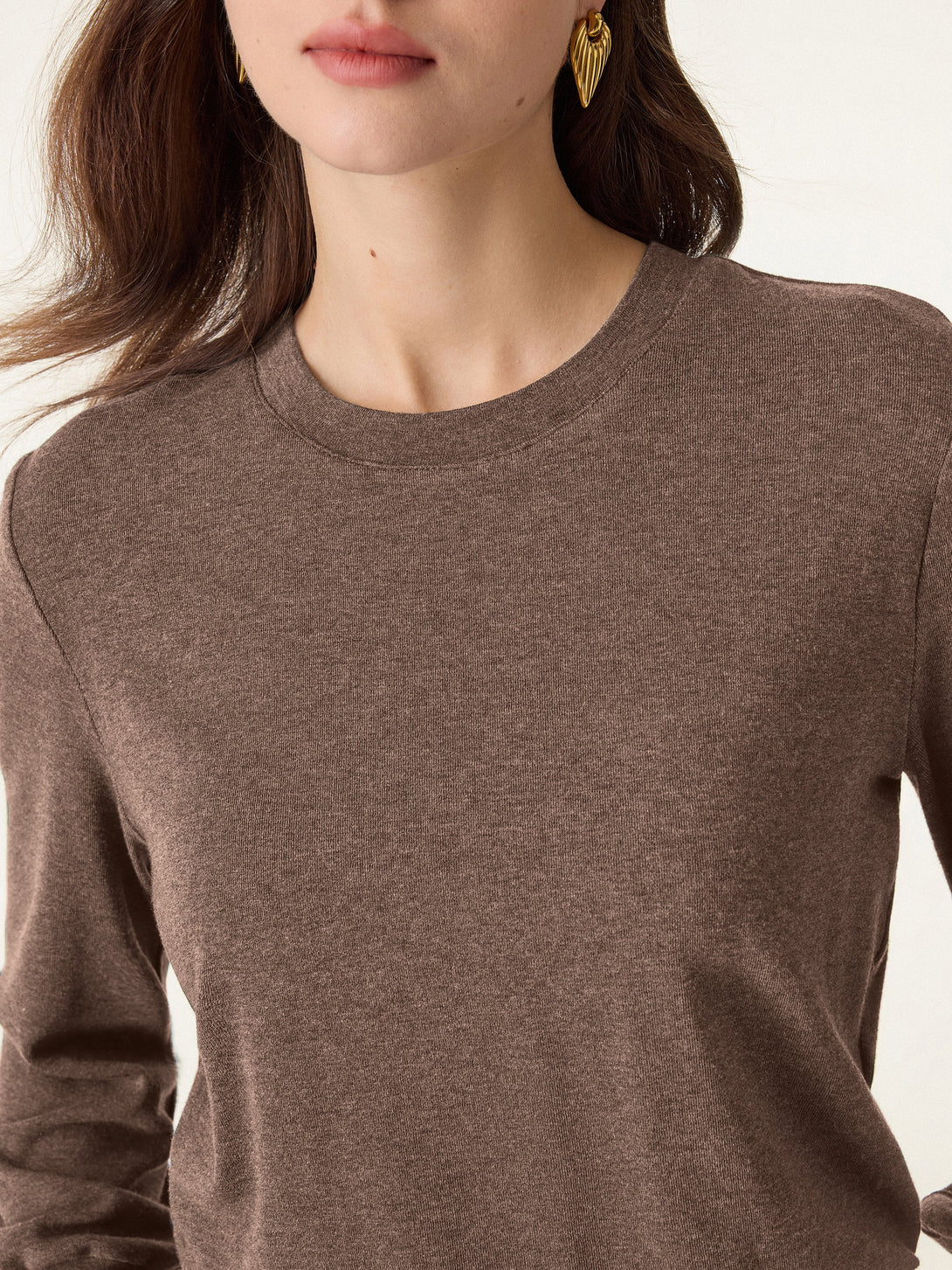 Elevated Crewneck Brushed Brami with Banded Hem