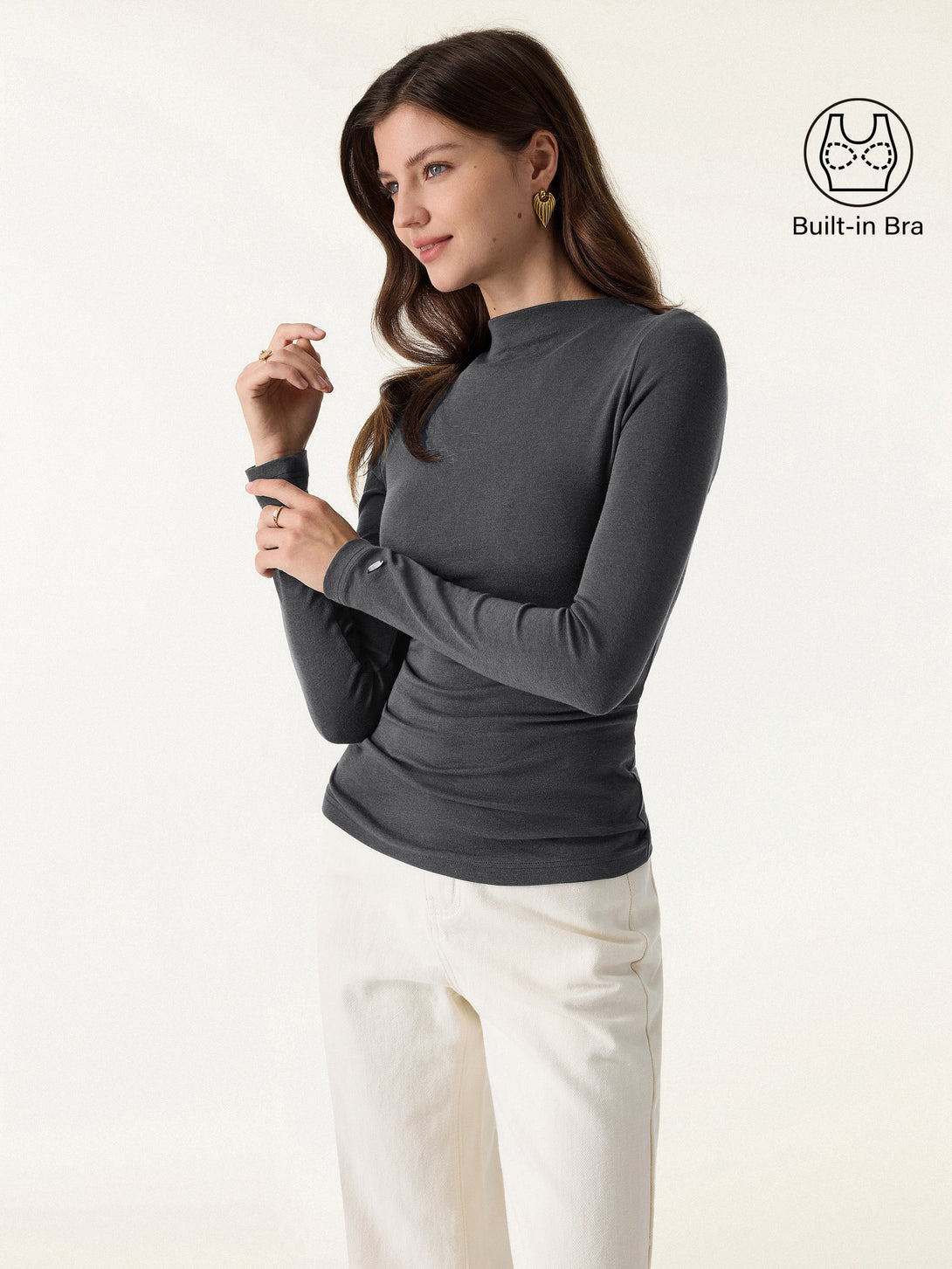 LiteWarm Mockneck Long Sleeve Brami Blue Charcoal XS