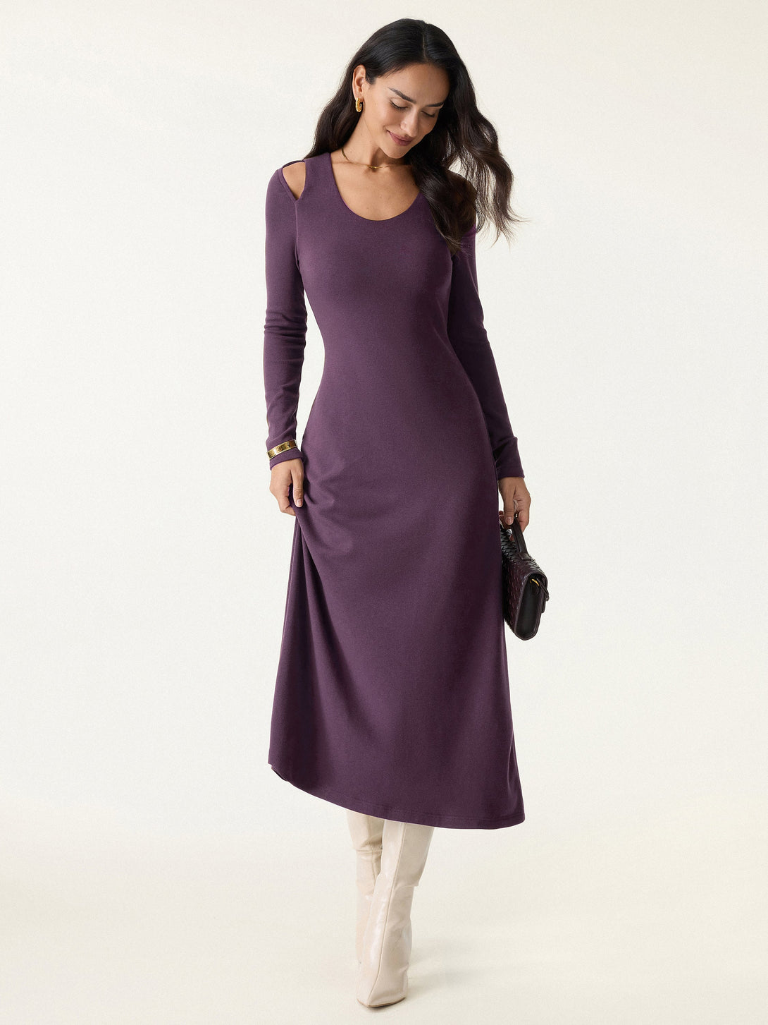 Scoop Neck Cutout Shoulder Midi Brami Dress