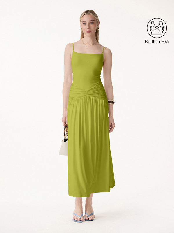OGLmove Not-See-Thru Spaghetti Maxi Bra Dress Sprout Green XS