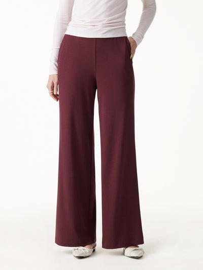 OGLmove Lyocell Wool Mid Rise Wide Leg Pull-on Pant with Pockets Regular Ruby Berry