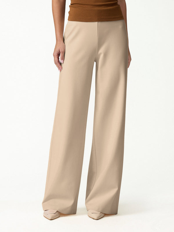 OGLmove Ponte High-Rise Wide-Leg Pants with Pockets Khaki Brown XXS