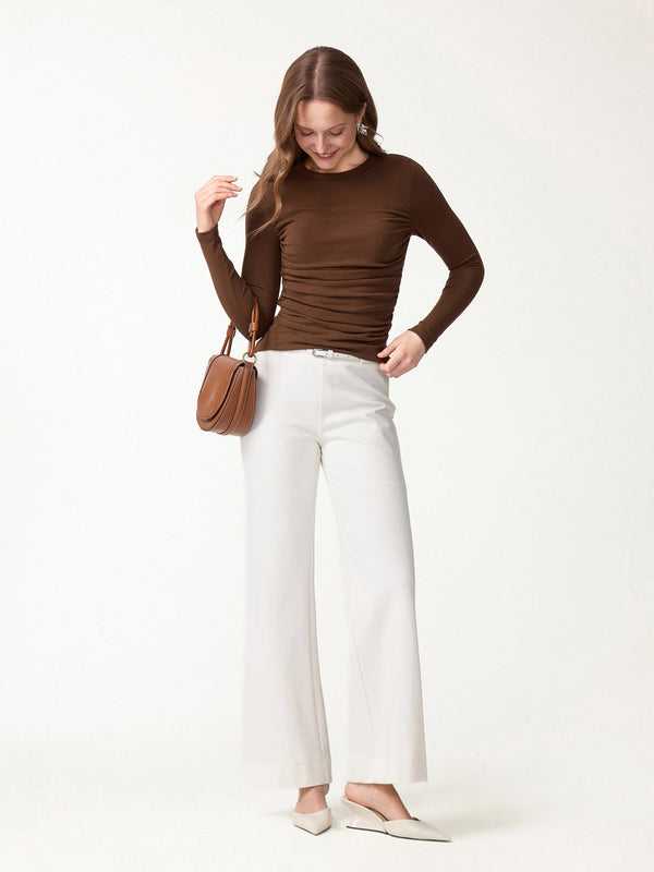OGLmove Eco-Mousse® Roundneck Long Sleeve Ruched Bra Top