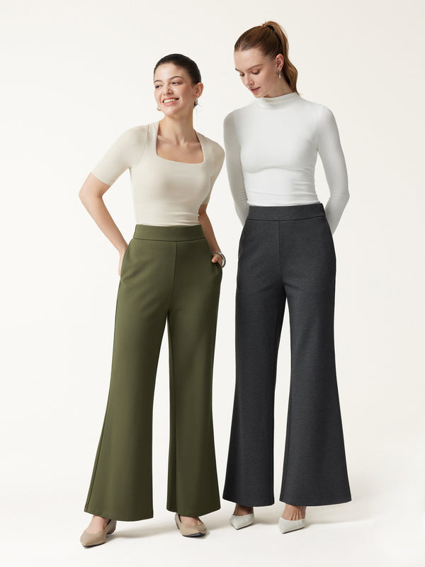 OGLmove Ponte High-Rise Wide-Leg Pants with Pockets