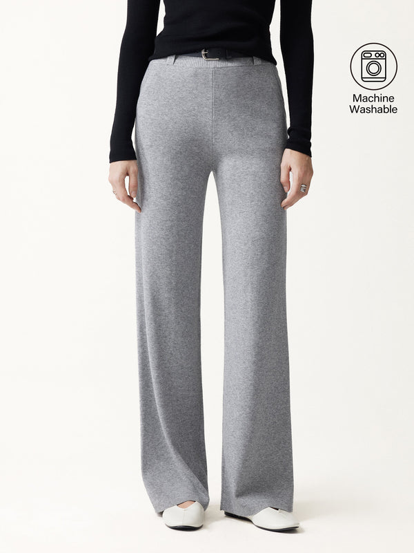 OGLmove Merino Blend Mid Rise Straight-Leg Pants with Pockets Heather Grey XS
