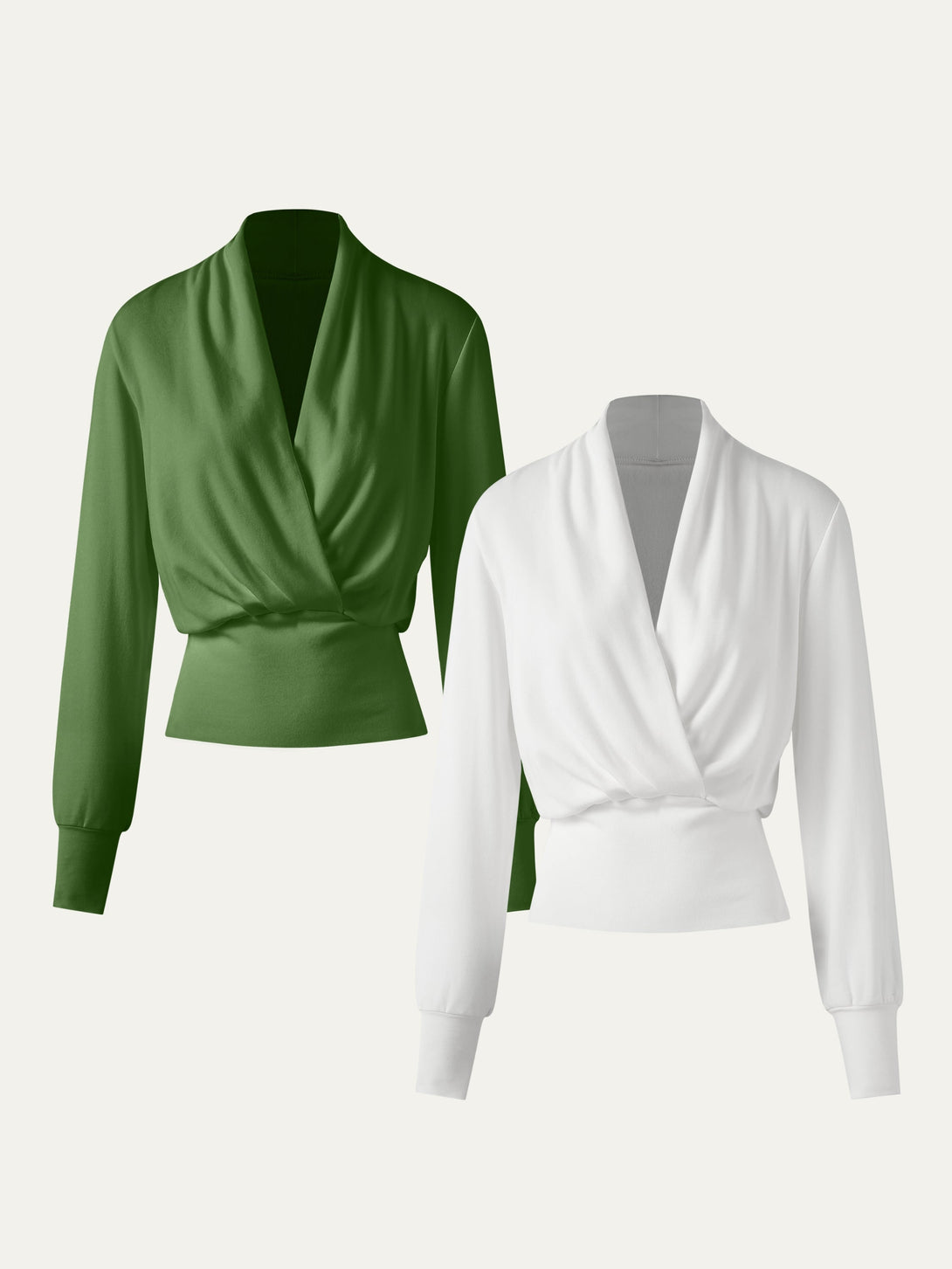 Surplice Tuckable Top White/Avocado XS