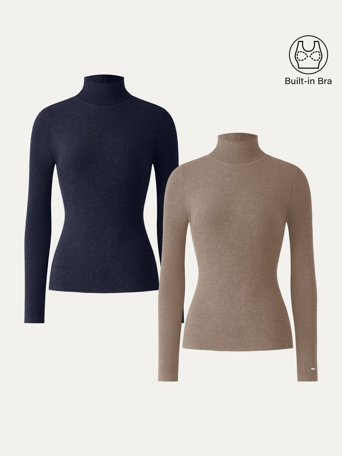 2Pcs Set MaxWarm Turtleneck Long Sleeve Brami Cork/Smoky Navy XS