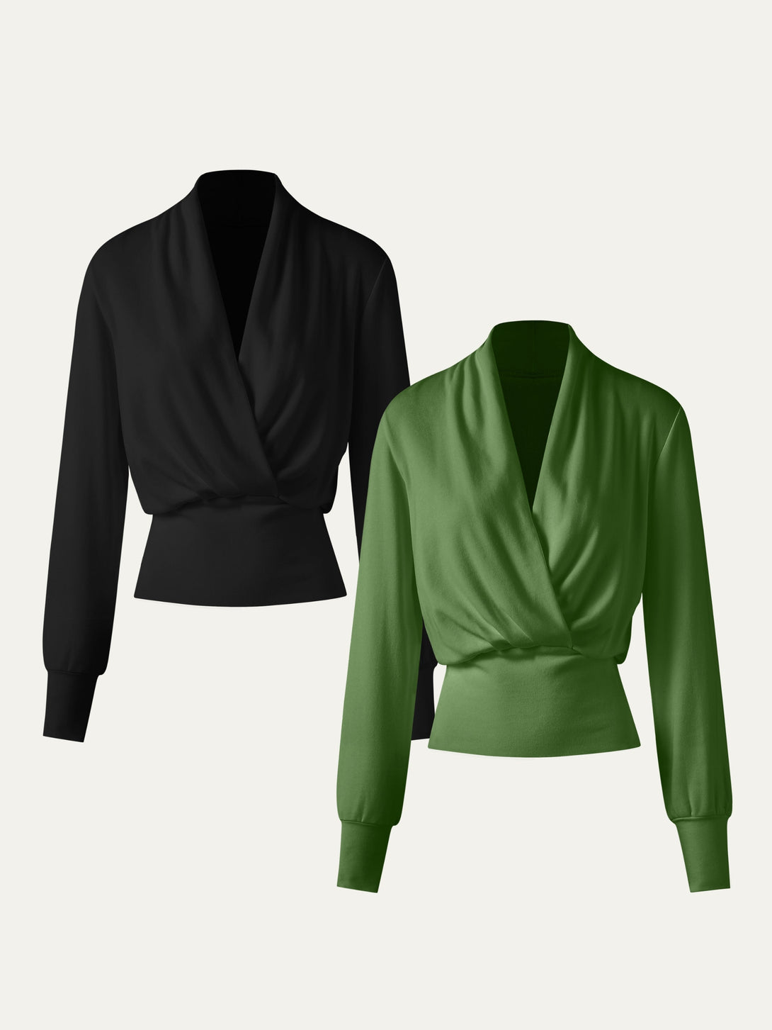 Surplice Tuckable Top Black/Avocado XS