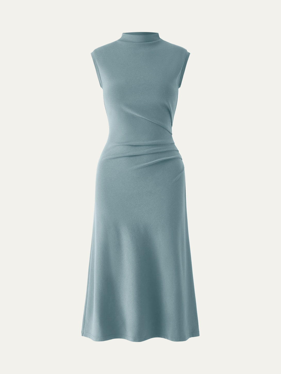 Mockneck Tucks Midi Dress Petite Pastel blue