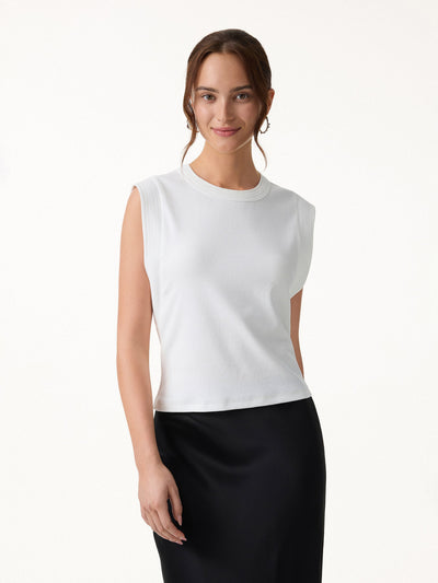 OGLmove Soft Cotton Lyocell Cropped Wide Shoulder Tank
