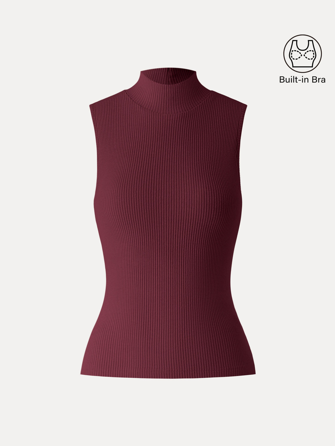 Textured Rib Mockneck Sleeveless Brami