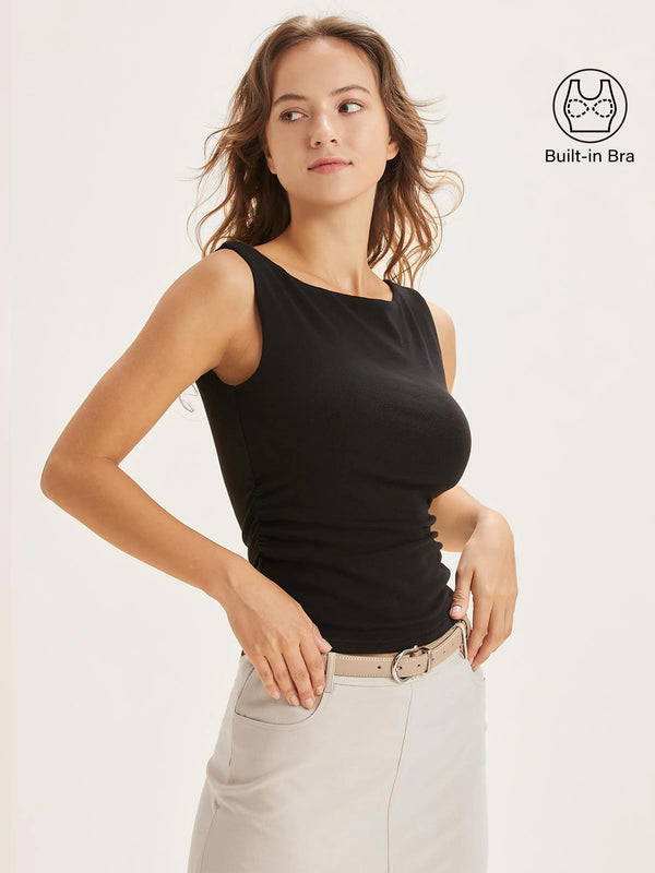 Boat Neck Brami Tank Top Black XS
