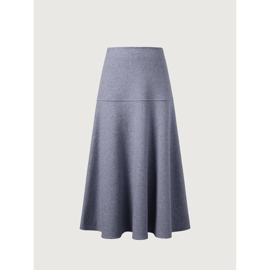 Wool-like Flared Maxi Skirt Regular Heather Dolphin Blue