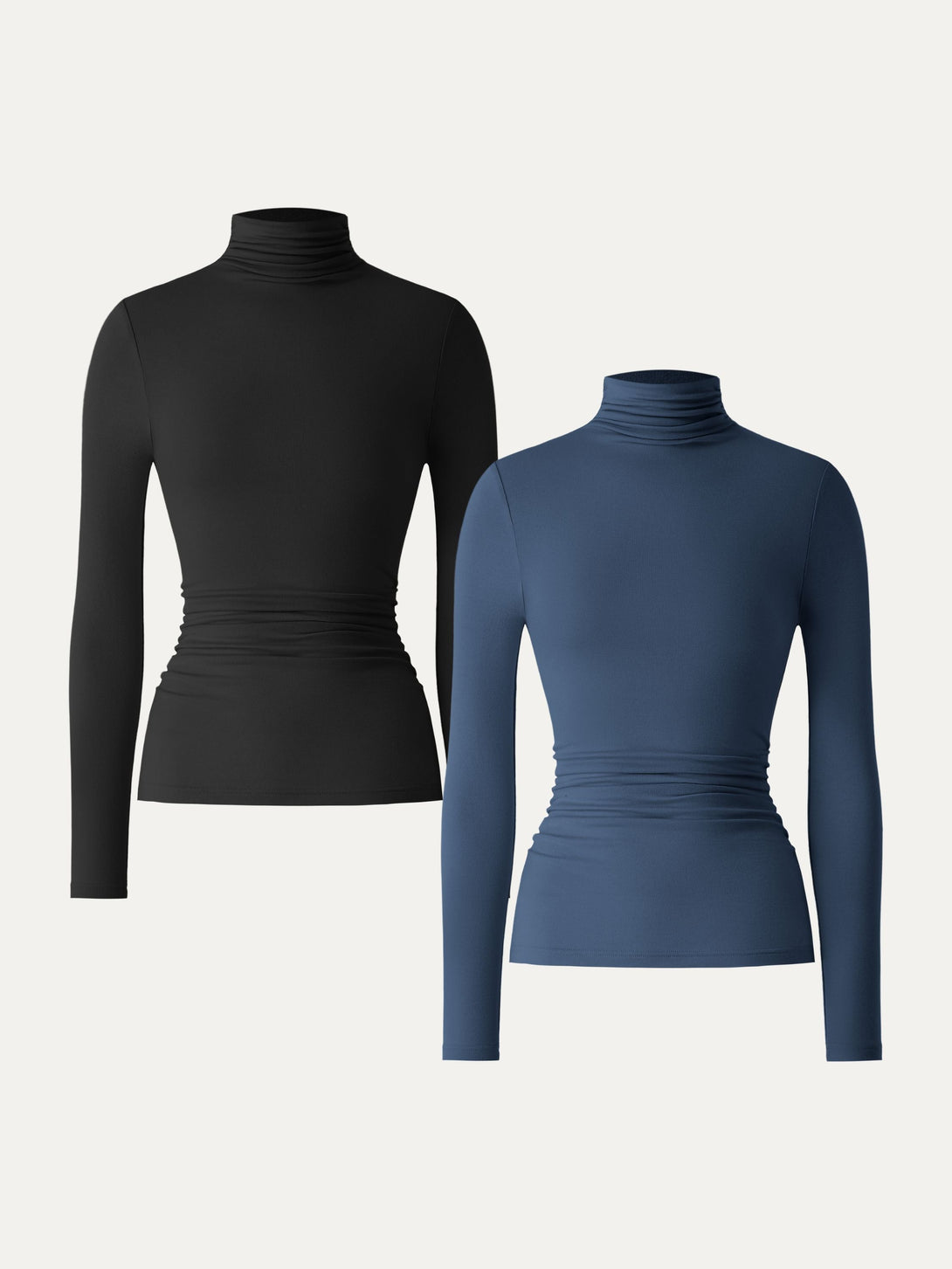 Lyocell Cashmere Turtleneck Side Ruched Top