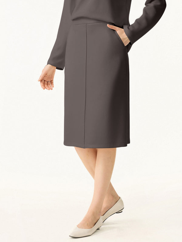 Modal Spacer Pull-on A-Line Midi Skirt with Pockets
