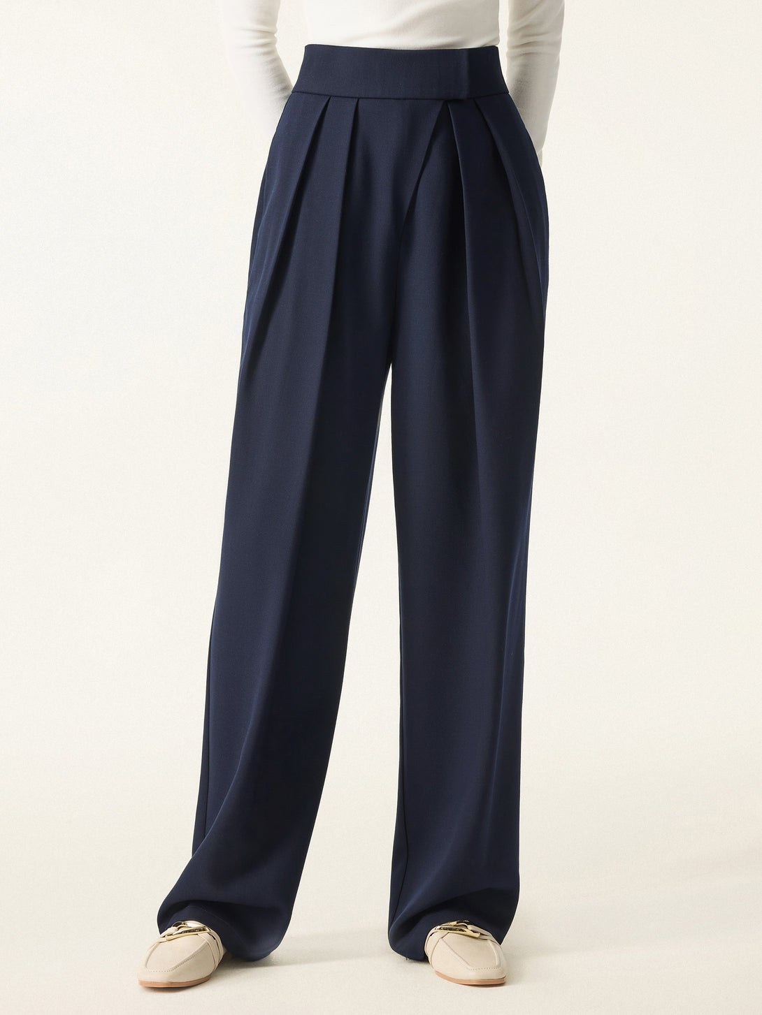 High Rise Pegged Leg Trousers with Pockets Regular Universe Navy