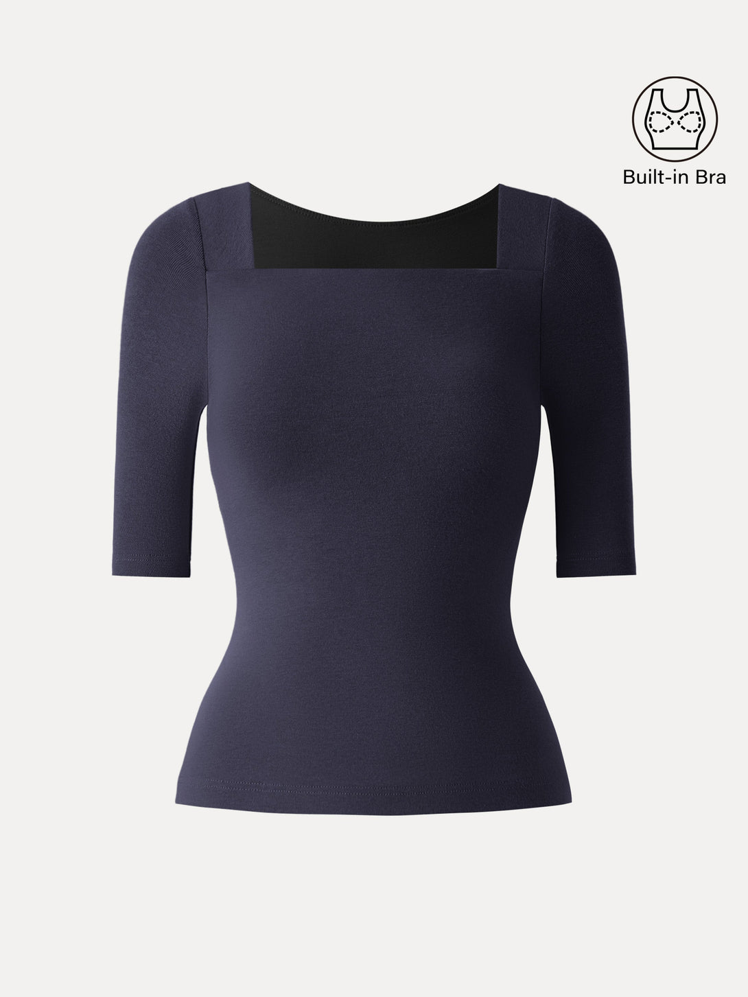 Essential Square Neck Elbow Length Sleeve Brami Midnight Navy XS
