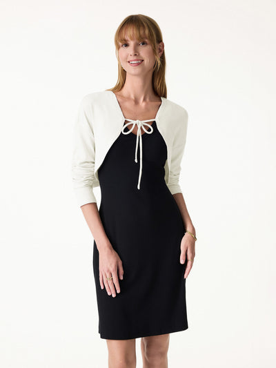 Textured Summer Cropped Cardigan with Tie White XS