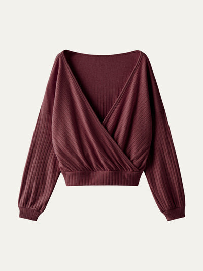 Wide Rib Surplice Top Ancora XS