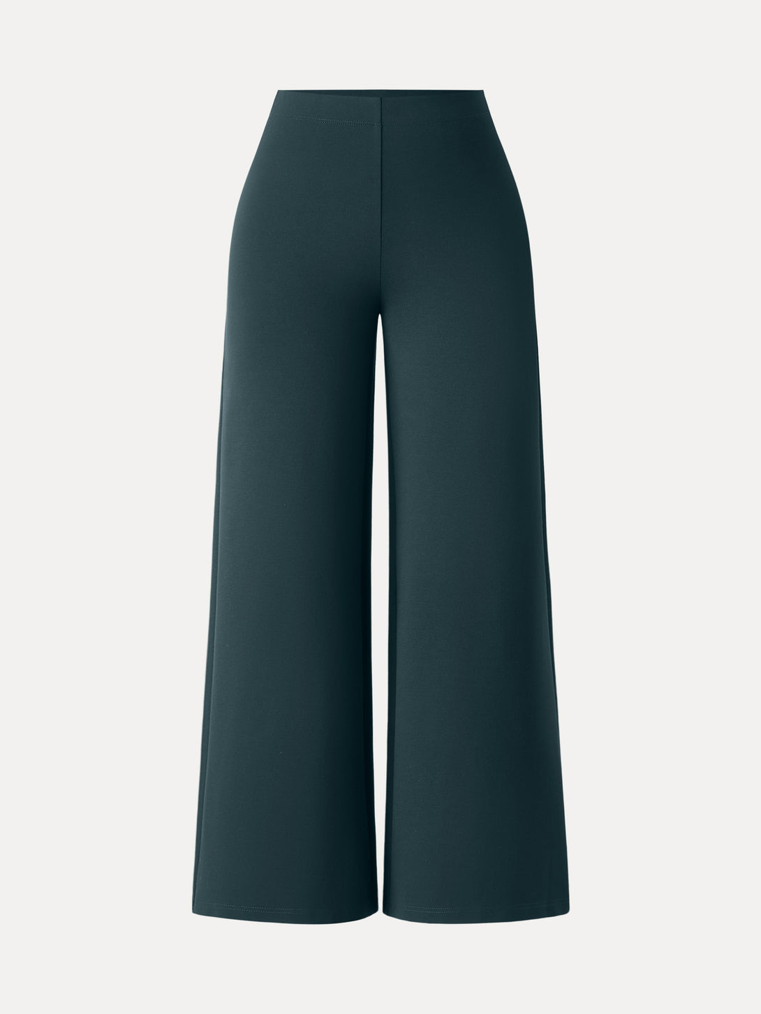 Tummy-Smooth Wide Leg Pull-on Pants with Pockets Regular Greenish Blue