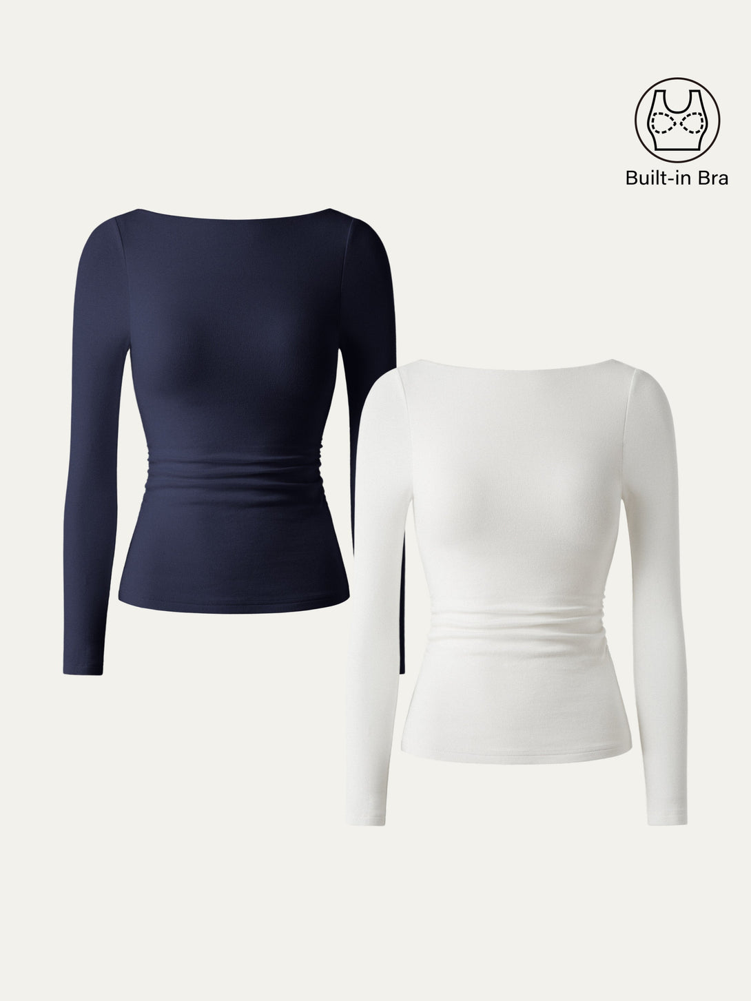 Open-Back Brami Top White/Midnight Navy XS