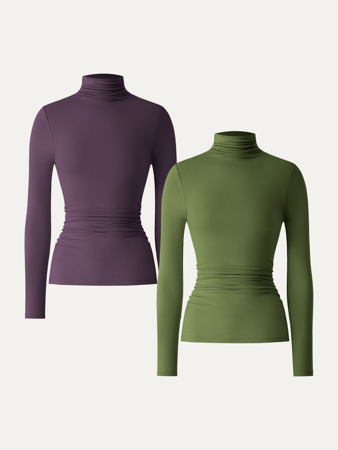 Lyocell Cashmere Turtleneck Side Ruched Top