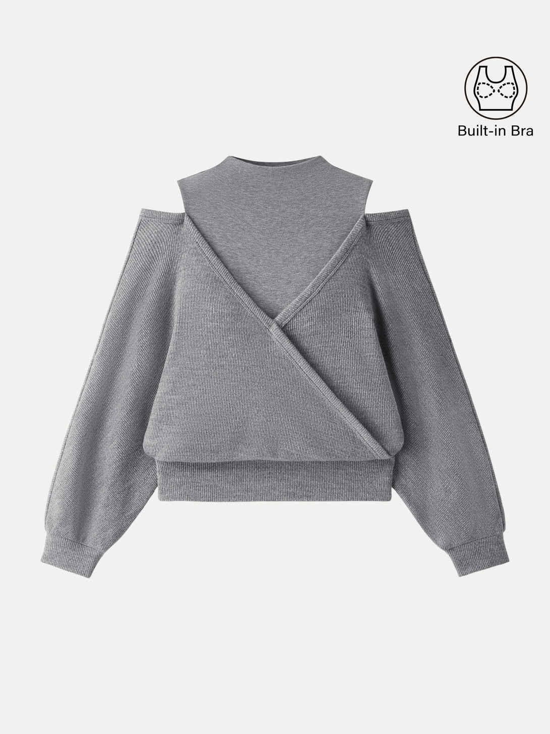 Cozy Mockneck Cutout Shoulder Surplice Brami