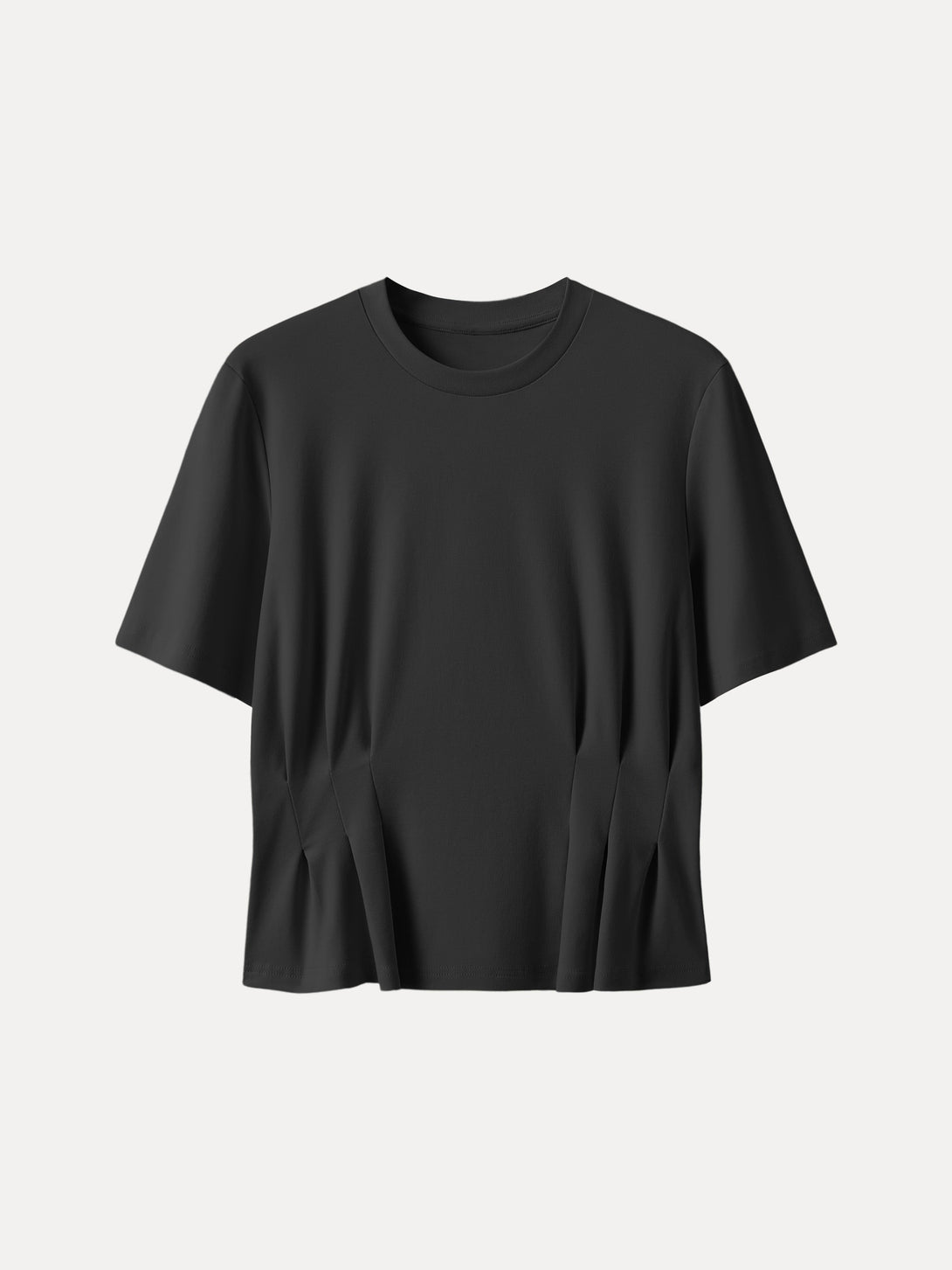 Crewneck Short Sleeve Cinched Waist Tee Black XS