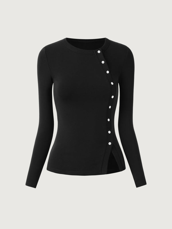 OGLmove Asymmetrical Placket Top Black XS